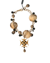 Dolce & Gabbana Gold Black Crystals Lapin Fur Filigree Chocker Necklace -   -  Dolce & Gabbana.